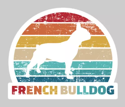 French Bulldog Silhouette Retro Vintage Surf Style Die Cut Glossy Vinyl Sticker • $3.50