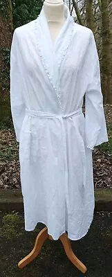 White Cotton Embroidered Dressing Gown Uk Size M • £9.50