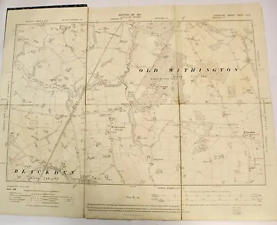 1911 Linen Back OS Map Cheshire Sheet XXXV S.E. 6  To 1 Mile Old Withington Etc • £12