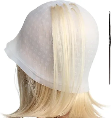 Reusable Silicone Dye Cap Hat Hair Colour Highlighting Hairdressing With Hook UK • £4.29