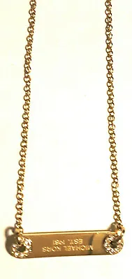 New Michael Kors Gold Tone Crystal Pave Logo Plaque Chain Necklace  • $54.99