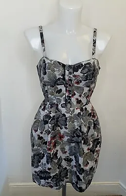 JACK By BB DAKOTA Grey Tapestry Style Floral Pattern Mini Dress Size XS • £10