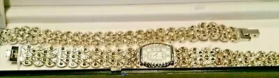 Gruen Rhinestone & Marcasite Silver-tone WATCH & BRACELET SET ( New Battery) • $32.53