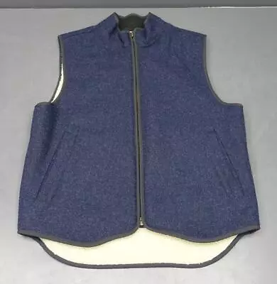 L.L. Bean Men's Sz Small Navy Blue Wool Shearling Lined Zipper Vest New • $49.99