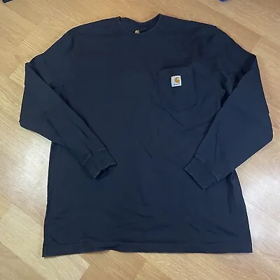 Carhartt Blank Front Pocket Long Sleeve Black T Shirt Men’s Large Crewneck • $20