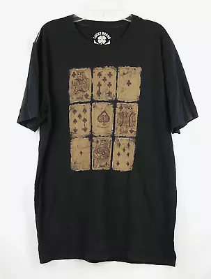 Lucky Brand Black Filius Fortunae Macabre Playing Cards Print S/S T-Shirt M • $19.54