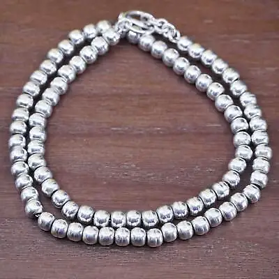 18” 6mm Vintage Sterling Silver Handmade Necklace 925 Bead Chain • $98.10