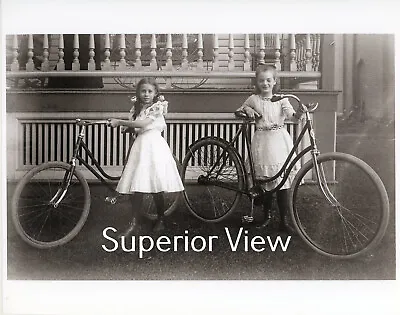 $8.99 • Buy Vintage Bicycles 1900 Two Girls White Dresses Made From Original Negative GREAT