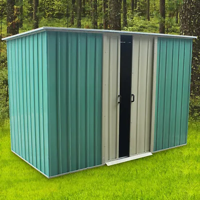 6 X 4FT Metal Garden Shed Outdoor Storage Tool Pent Roof Organizer Tools Box • £149.99