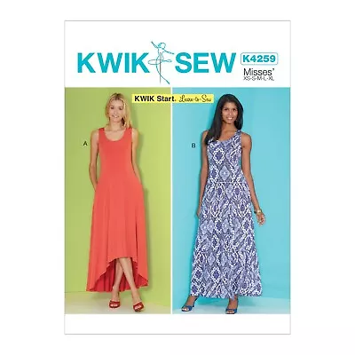 Misses Learn To Sew Pullover Dress Knit Maxi Hi-low Pattern Kwik Sew K4259 XS-XL • $12.34