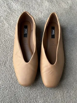 M&S Collection Marks & Spencer Ballet Shoes  Soft Tan Leather 4.5 Flat Pumps • £36.95