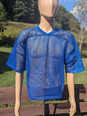 Vintage BIKE Football Jersey Blue Mesh Crop Top (Size XLarge) New Old Stock • $14