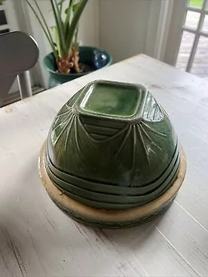 Green Stoneware McCoy SUNRISE 9x5.5 Antique Mixing Bowl Pottery Ware • $77