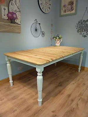 Shabby Chic Pine 5ft Over 6ft Farmhouse Extending Table No Chairs Seats 6 8 10 • £750