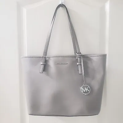 Michael Kors Jet Set Pearl Grey Medium Saffiano Leather Tote Shoulder Bag • $44.95