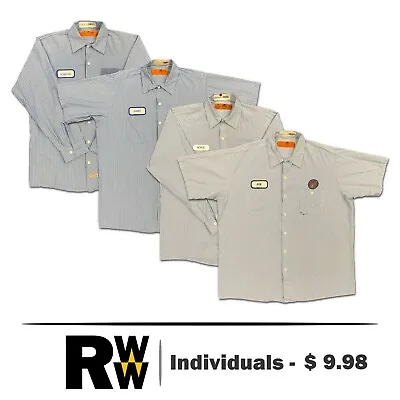 Red Kap Work Shirts 2 Pocket Blue White Stripes Poplin Uniform #CC • $10.98