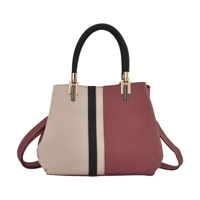 Full Grain Handbag With Detachable Long Strap & Cushioned Handles - Pink • £30.99