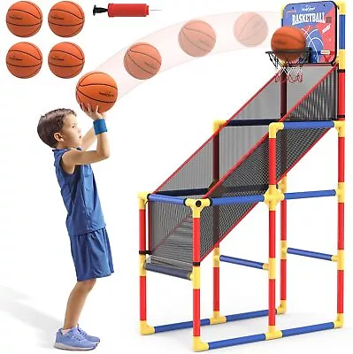Kids Arcade Basketball Game Indoor/Outdoor Basketball Hoop With 4 Balls Toy Gift • $49.99