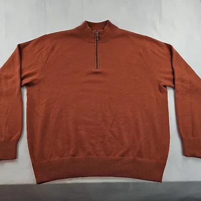 Peter Millar 100% Cashmere 1/4 Zip Sweater 2 Ply Cashmere Rust Men L • $27.99