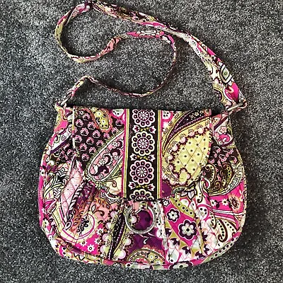 Vera Bradley Crossbody Bag Very Berry Purse Pink Saddle Flap Medium Size Retired • $12.88