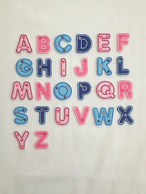 £1.20 • Buy Personalised Embroidered Name Letters Pink And Blue Iron On Or Sew.