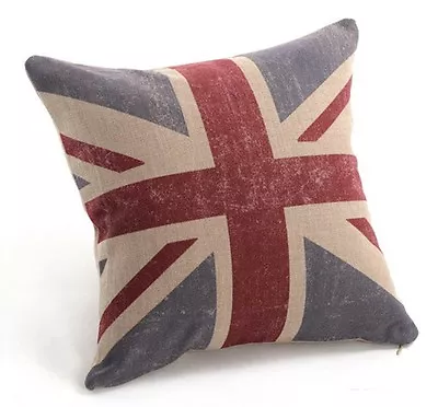 Vintage Style Cotton Linen Cushion Cover Union Jack British National Flag • $25.99