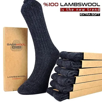 %100 Lambswool Wool Socks Black Thermal Thick Pure Wool Builder Motorist Camping • £9.99