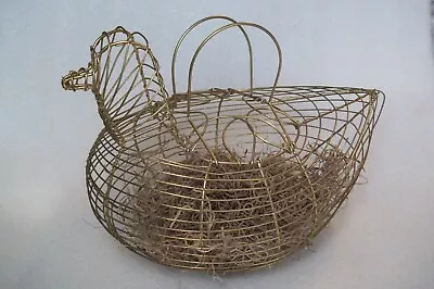 Vintage Chicken-Shaped Wire Mesh Egg Basket 11  X 8  Vintage Farmhouse Decor • $12.99