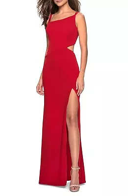 La Femme Red High Slit Strappy Back Gown Dress Size US 0 • $109.99