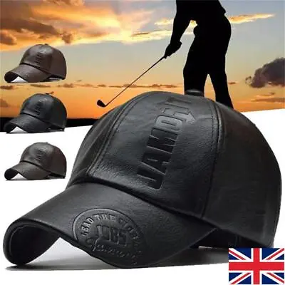 Winter Windproof And Warm Leather Baseball Cap Snapback Hat Golf Cap UK • £7.99