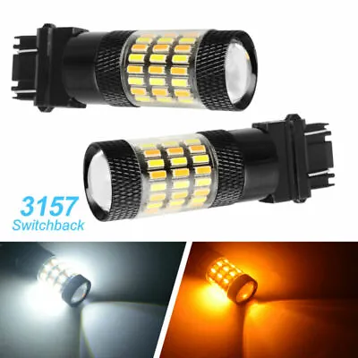 $9.59 • Buy 60 LED Bulb 2× 3157 4157 White/Amber Turn Signal Light For Ford F150 F250 F350