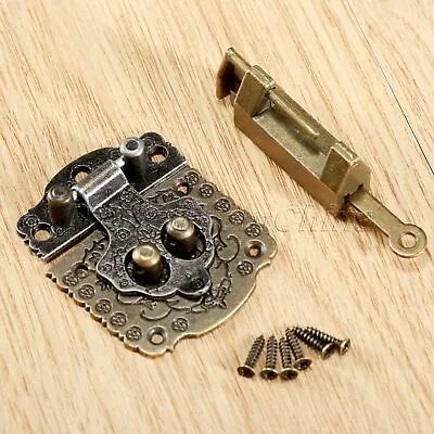 1Set Chinese Old Jewelry Box Cabinet Chest Wood Case Latch Hasp & Retro Lock • $3.37