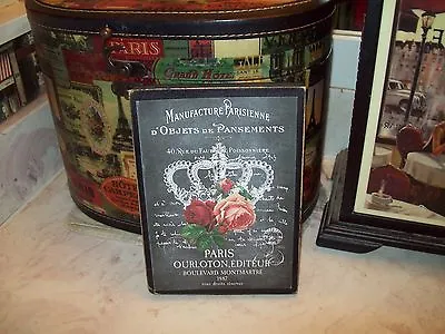  Paris Wall Decor Crown Red Rose Sign Chalkboard Look Shabby French Vintage • $13