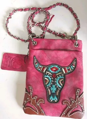 P & G Western Collection Faux Leather Purse Pink Embroidered • $15