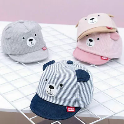 Infant Baby Girls Boys Kids Cute Bear Ear Baseball Cap Casual Snapback Sun Hat • £7.80