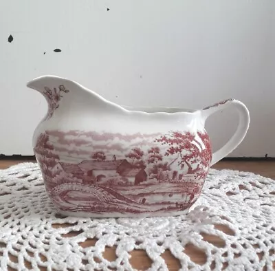 Vintage W.H. Grindley Staffordshire White & Pink Gravy Boat Homeland Collection • £22