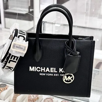 Michael Kors Mirella Small Shopper Tote Crossbody Leather Bag Black • $135.95