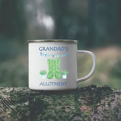 Personalised Grandads Gardening Enamel Camping Mug - Tin Camp Mugs Allotment Mug • £12.45