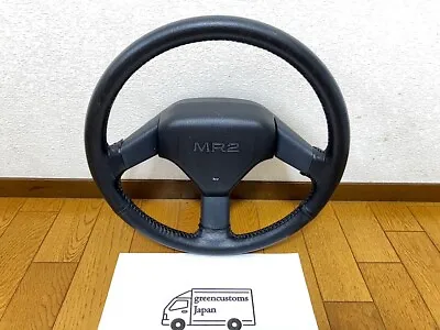 Toyota Genuine MR2 MR-2 AW11 Black Leather Steering Wheel OEM JDM Free Ship • $287