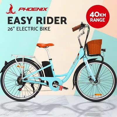 Phoenix 26  Electric Bike City Bicycle EBike E-Bike Urban Commuter W/ Battery BL • $999.95