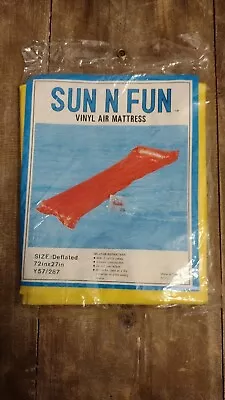 VTG. Vinyl Air Mattress Pool Float Raft Yellow Original Package Sun N Fun NOS • $16.97