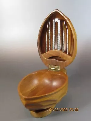 $136.86 • Buy Vintage Carved Walnut Nut Cracker Bowl Set With Tools Mid Century 9½  X 6 