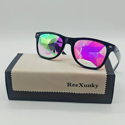 Square Kaleidoscope Glasses Rainbow EDM Rave Light Diffraction Festival Eyewear • $7.89