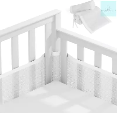 Vicloon Cot Bumper 2Pcs Breathable Mesh Cot Liner Crib Rail Cover Baby Crib • £22.72