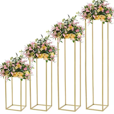 40/60/80/100cm Tall Geometric Flower Stand Metal Racks Wedding Centerpieces Gold • £8.94