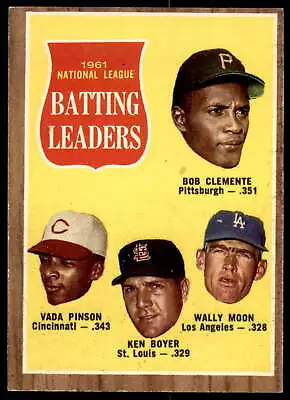 1962 Topps #52 Clemente/Pinson/Boyer/Moon Ex-Mint N.L. Batting Leaders ID:194517 • $15