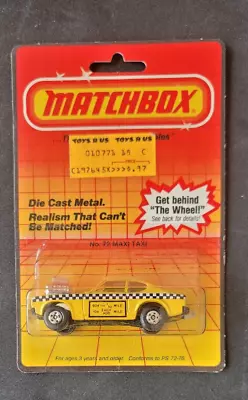 1983 Matchbox Maxi Taxi No. 72 Yellow Cab Die-Cast Metal Hong Kong • $25