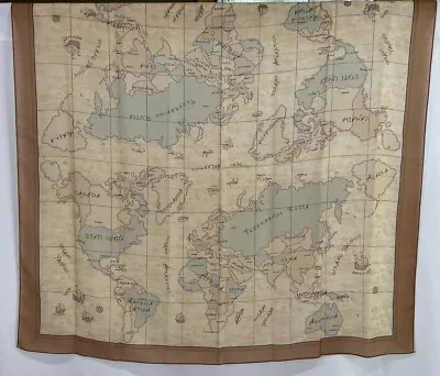 Old World Map Themed Square Polyester Scarf Semi-Sheer Travel Made In Italy • $24