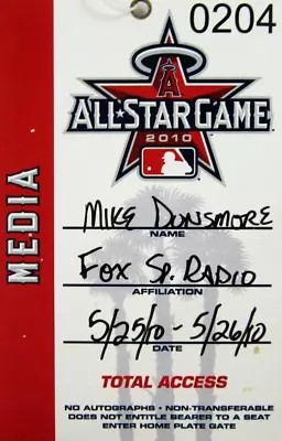 Baseball All Star Game Media Press Pass Lot Los Angeles Anaheim Angels 2010-13 • $34.39