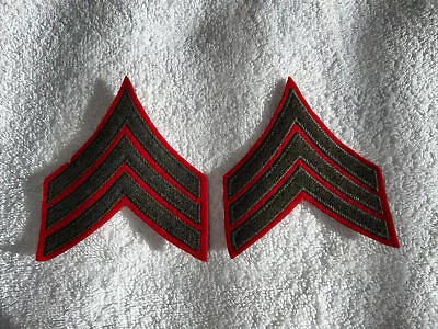 Original WW2 Pattern Wool USMC Sergeant Rank Chevron Wool Sewn( Two Patches) -i8 • $30